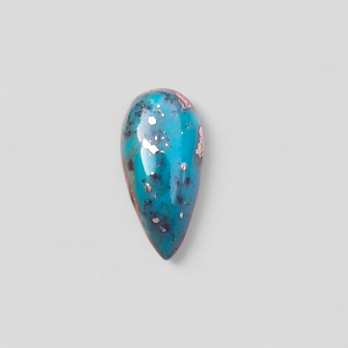 7.3ct Morenci Turquoise - Natural Green Matrix Turquoise, Shajri Feroza, Dimensions - 19x9mm