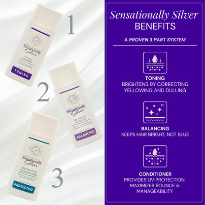 Robin Norwood's Sensationally Silver Toning Shampoo – Purple Shampoo for Gray & White Hair – Restores Shine & Neutralizes Yellowing – 6.8 oz