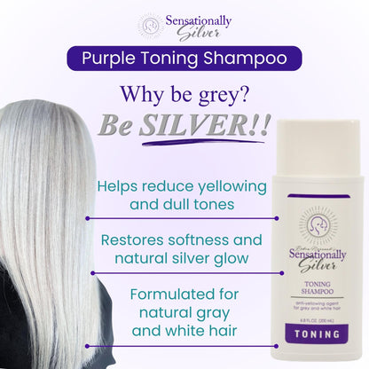 Robin Norwood's Sensationally Silver Toning Shampoo – Purple Shampoo for Gray & White Hair – Restores Shine & Neutralizes Yellowing – 6.8 oz