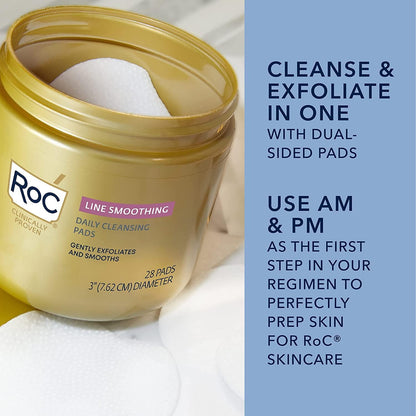 RoC Daily Resurfacing Disks – Exfoliating Pads, Hypoallergenic & Oil-Free (28 ct)