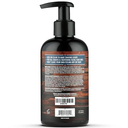 Rocky Mountain Barber Company Men’s Shave Gel – Clear Gel for Precise Shaving (8 oz)