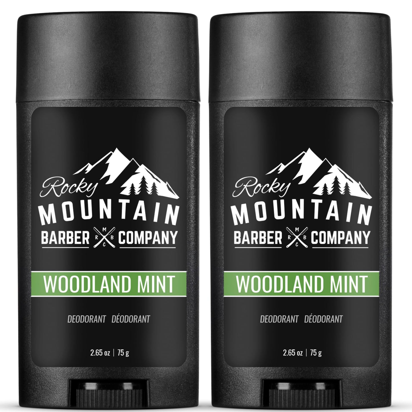 Rocky Mountain Barber Co – Natural Deodorant for Men (2 Pack) – Aluminum-Free, Woodland Mint