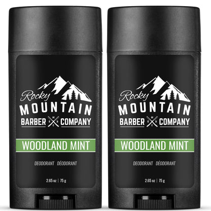 Rocky Mountain Barber Co – Natural Deodorant for Men (2 Pack) – Aluminum-Free, Woodland Mint