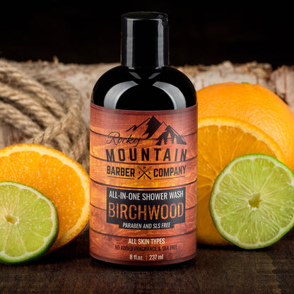Birchwood All-In-One Body Wash | Shampoo, Body Wash, Conditioner, Face & Beard – Rocky Mountain Barber Co.