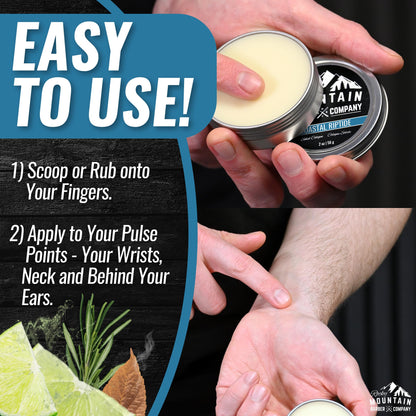Rocky Mountain Barber Company Solid Cologne for Men – Coastal Riptide, 2 oz – Coconut Oil & Shea Butter