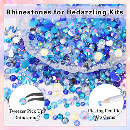 RODAKY Blue Rhinestones for Nails – 3-6mm Resin Flatback Gems Kit