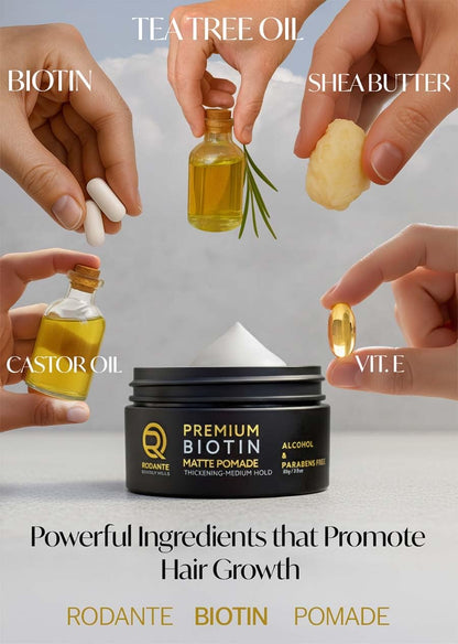 Rodante Beverly Hills Biotin Matte Cream Texture Paste – Medium Hold & Thickening Support (85 g / 3 oz)