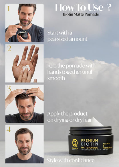 Rodante Beverly Hills Biotin Matte Cream Texture Paste – Medium Hold & Thickening Support (85 g / 3 oz)