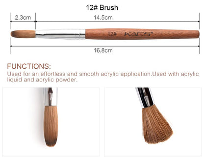 Rolabling Nail Brush Kolinsky Sable – Red Wooden Handle, 12# Professional Acrylic Nail Art Brush