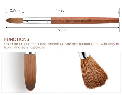 Rolabling Nail Brush Kolinsky Sable – Acrylic Nail Art Brush with Red Wooden Handle (18#)