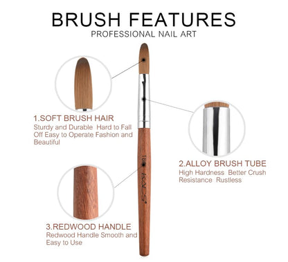 Rolabling Nail Brush Kolinsky Sable – Acrylic Nail Art Brush with Red Wooden Handle (18#)
