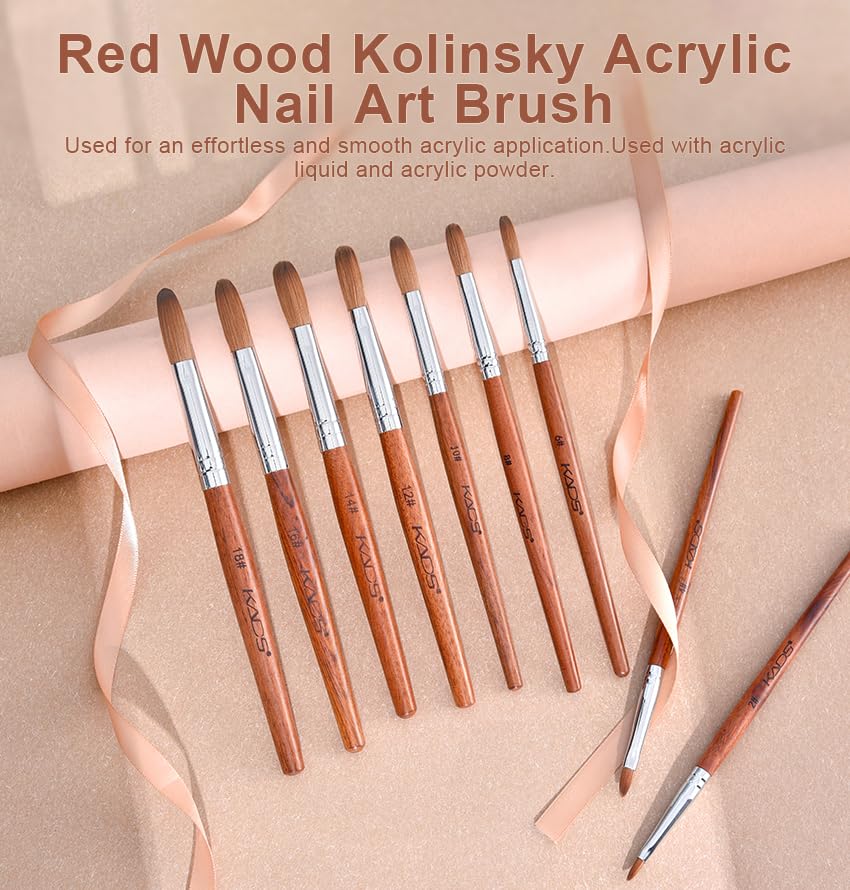 Rolabling Nail Brush Kolinsky Sable – Red Wooden Handle, 12# Professional Acrylic Nail Art Brush
