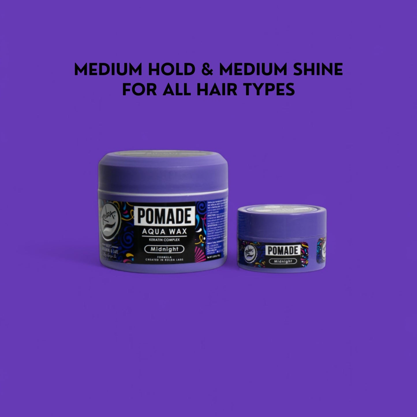 Rolda Midnight Hair Pomade for Men — Water-Based, Medium Hold & Shine