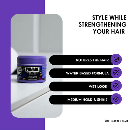 Rolda Midnight Hair Pomade for Men — Water-Based, Medium Hold & Shine