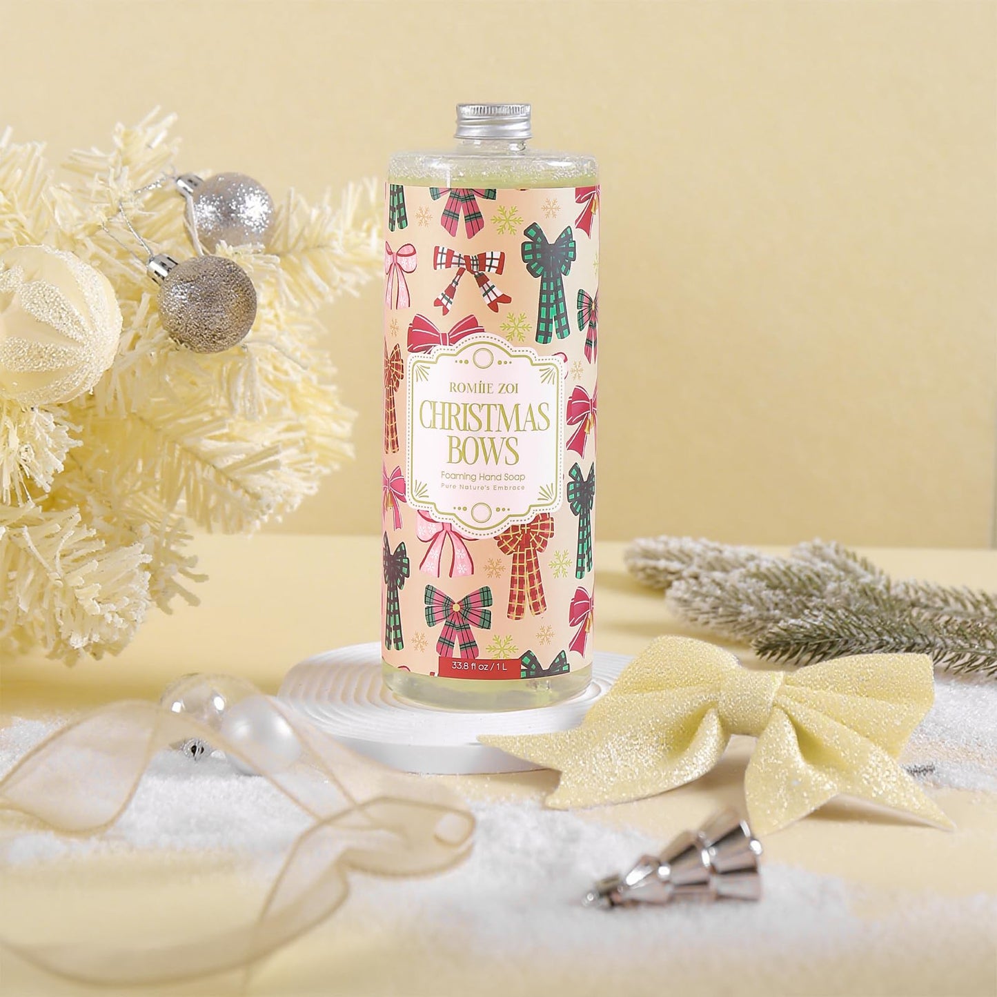 ROMIIE ZOI Christmas Foaming Hand Soap Set — Winter Pine, Gentle & Moisturizing, 1000ml + 500ml