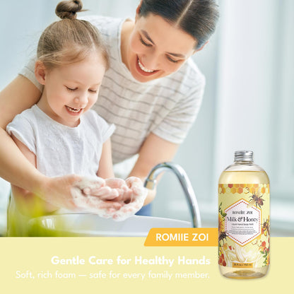 ROMIIE ZOI Liquid Hand Soap Refill Gift Set – 3 Pack (26 Fl Oz Each) Honey & Milk Scent