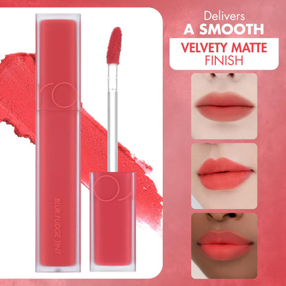 rom&nd Blur Fudge Tint 09 Coral Jubilee — K-Beauty Velvety Matte Lip Stain for All Skin Tones