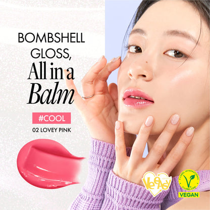 Rom&nd Glasting Melting Balm – High-Shine Hydrating Tinted Lip Balm in 02 Lovey Pink (0.12 oz) | Vegan Formula