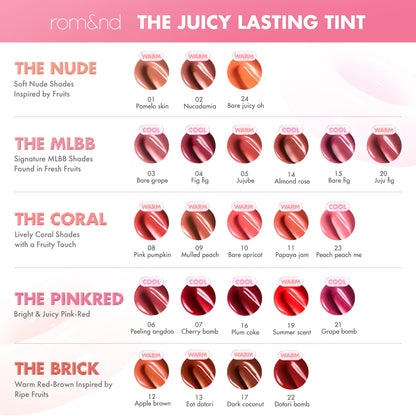 rom&nd THE JUICY LASTING TINT #15 Bare Fig – Plumping, Hydrating Lip Gloss
