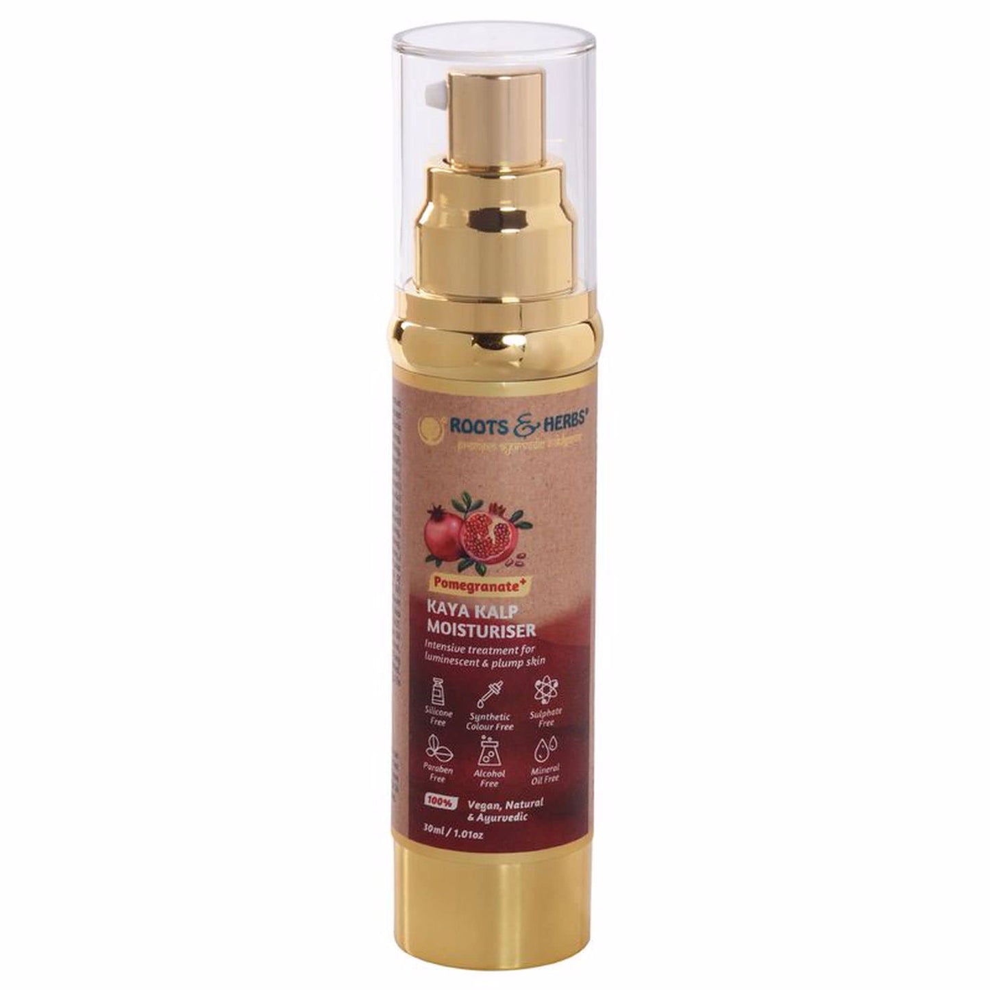 ROOTS AND HERBS Ayurvedic Face Moisturizer – Vegan, Paraben-Free Pomegranate Skin Food with Vitamin C (1.01 oz)