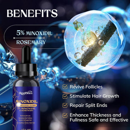 RootStim 5% Minoxidil Hair Growth Serum – Extra Strength with Rosemary, 2 oz (Beard & Hair Kit)
