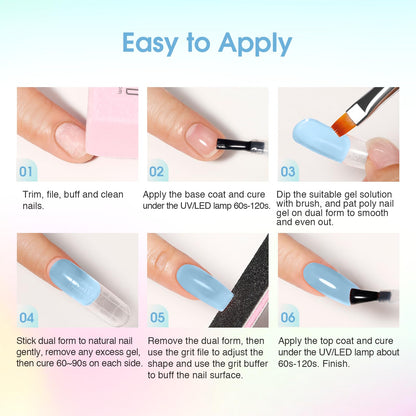 ROSALIND 12 Colors Poly Nail Gel Kit with Mini Nail Lamp – Beginner Friendly Builder Set