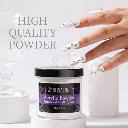 ROSALIND Opal White Acrylic Nail Powder 4.23oz/120g | DIY Nail Extensions, French Nails & Art
