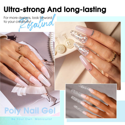 ROSALIND Pink Poly Nail Gel Kit – 12 Colors + Mini UV Lamp Starter Set
