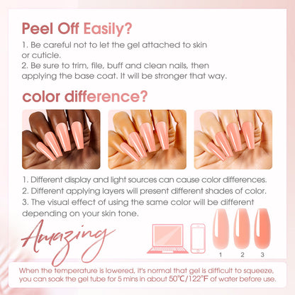 ROSALIND 12-Piece Pink & Brown Christmas Poly Nail Gel Kit + Mini Nail Lamp