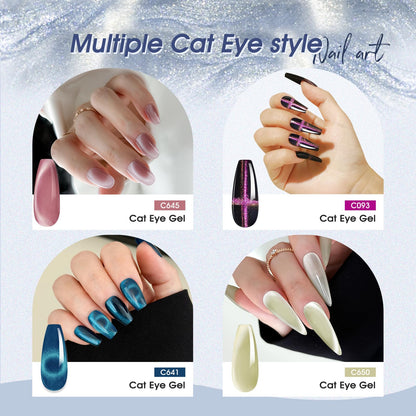 ROSALIND Cat Eye Gel Nail Polish Set – 26 Colors + Base Coat, Matte/Glossy Top Coats, Magnet, Nail Primer