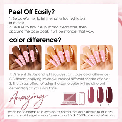 ROSALIND Christmas Poly Nail Gel Set – 8 Colors Nude Pink Builder Extension Kit for DIY Nail Art