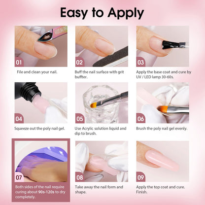 ROSALIND Christmas Poly Nail Gel Set – 8 Colors Nude Pink Builder Extension Kit for DIY Nail Art