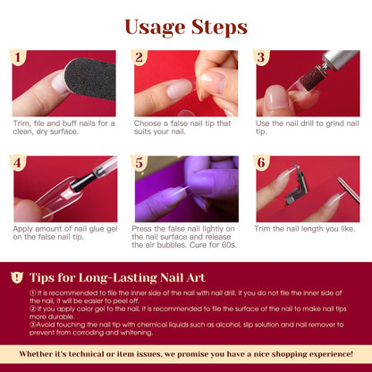 ROSALIND Half Matte Medium Coffin Nail Tips – 264pcs Press-On Nails for DIY Manicure