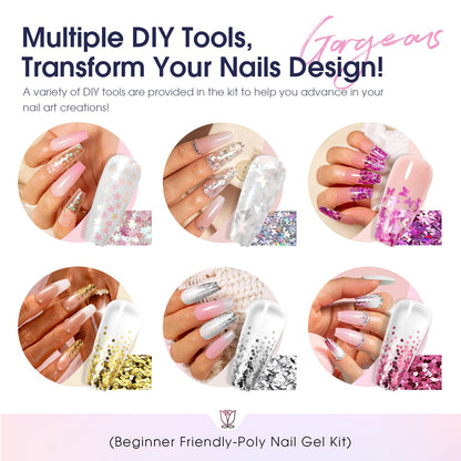 ROSALIND Poly Nail Gel Kit Starter - 14 Colors & Mini UV Lamp