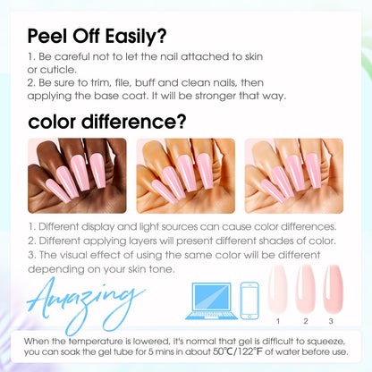 ROSALIND Pink Poly Nail Gel Kit – 12 Colors + Mini UV Lamp Starter Set