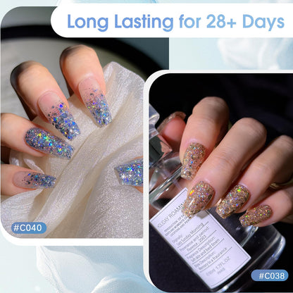 ROSALIND Glitter Sequins Gel Polish Set — 12-Color Sparkling Gel Nails