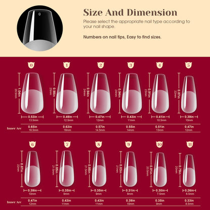 ROSALIND Half Matte Medium Coffin Nail Tips – 264pcs Press-On Nails for DIY Manicure