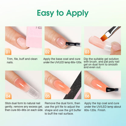 ROSALIND 8PCS Poly Nail Gel Kit with Mini UV Lamp | Starter Nail Extensions