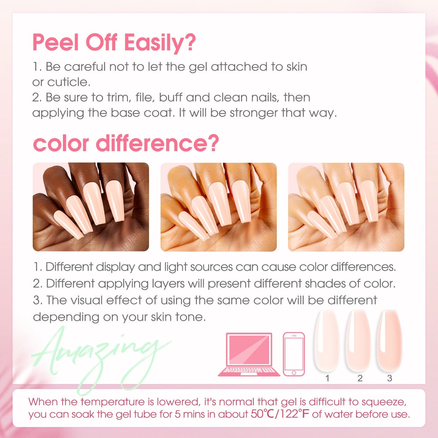 ROSALIND 14 Colors Poly Nail Gel Kit with Mini Nail Lamp – Pink & Brown