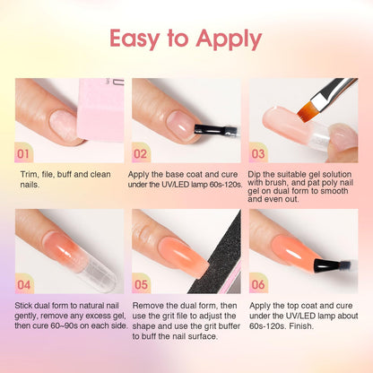 ROSALIND 8PCS Poly Nail Gel Kit with Mini Nail Lamp – Starter Set