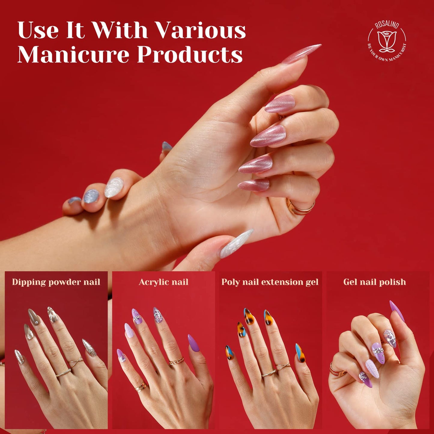 ROSALIND 264Pcs Clear Medium Almond Nail Tips | Full-Cover False Nails for DIY Extensions