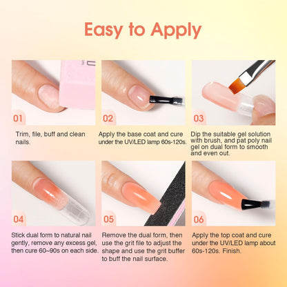ROSALIND Nude Poly Nail Gel Kit – 14 Colors, 48W Lamp, DIY Home Manicure Starter
