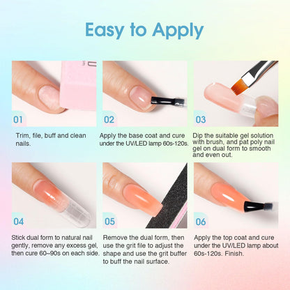 ROSALIND Colors Poly Nail Gel Kit – 14 Colors, 48W Lamp & Slip Solution Starter Set