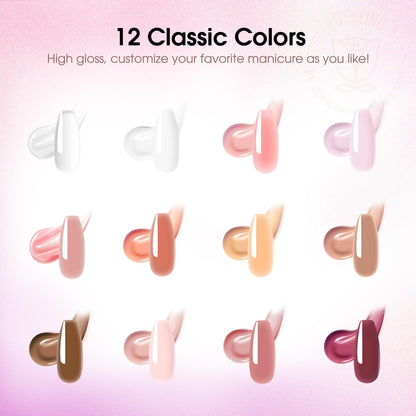 ROSALIND Poly Nail Gel Kit – 12 Colors + UV Lamp Starter Set