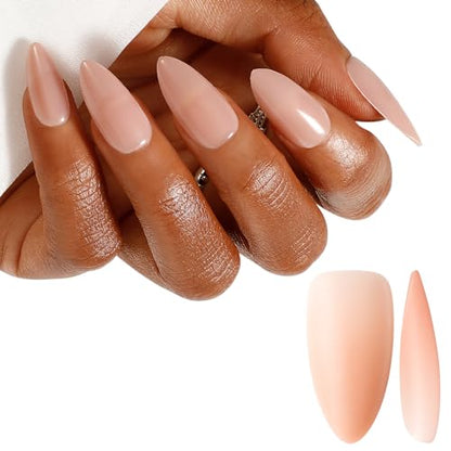 ROSALIND Soft Pink Almond Nude Nail Tips – 200 Pcs, Matte Accent Press-On Nails (20 Sizes)
