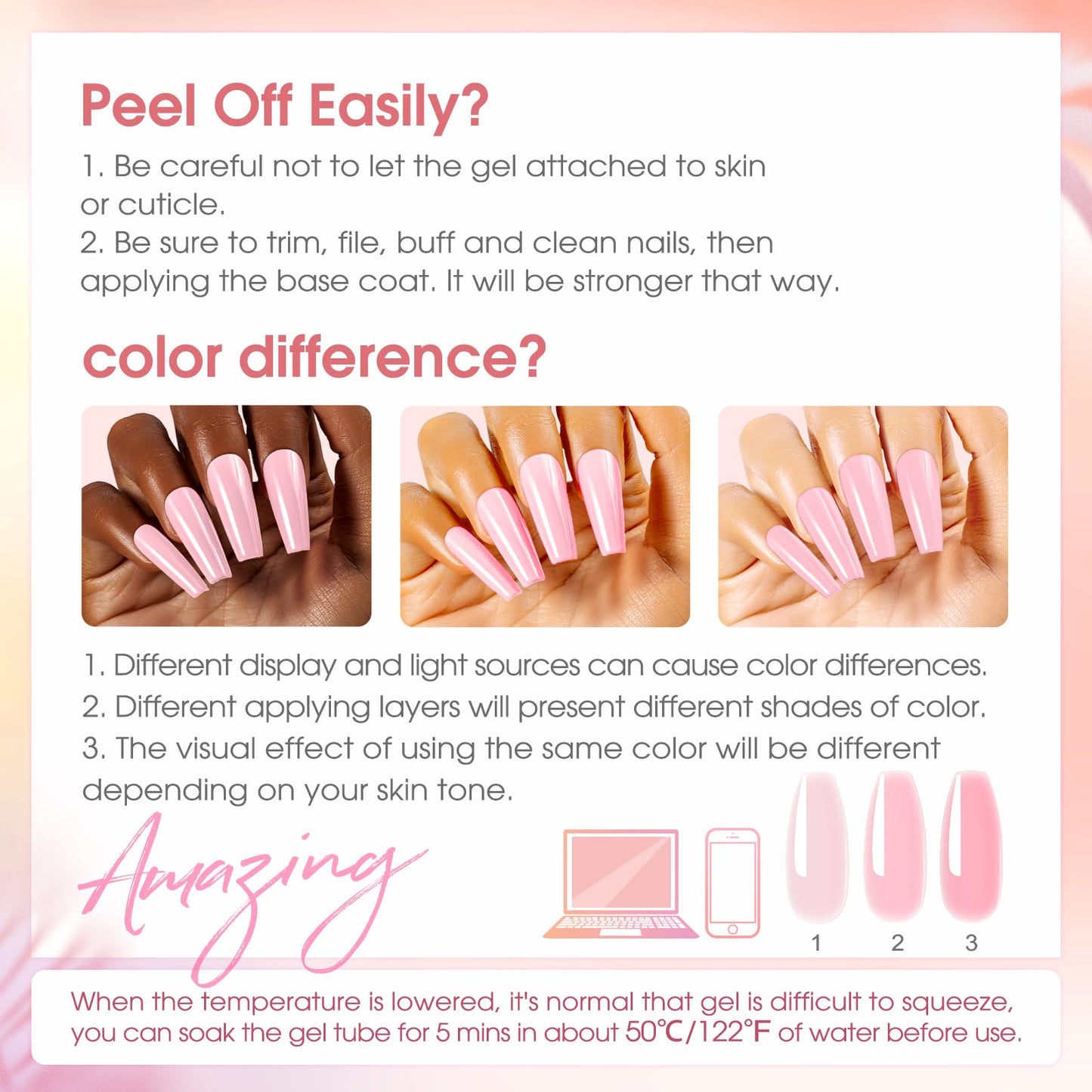 ROSALIND 8PCS Poly Nail Gel Kit with Mini Nail Lamp – Starter Set