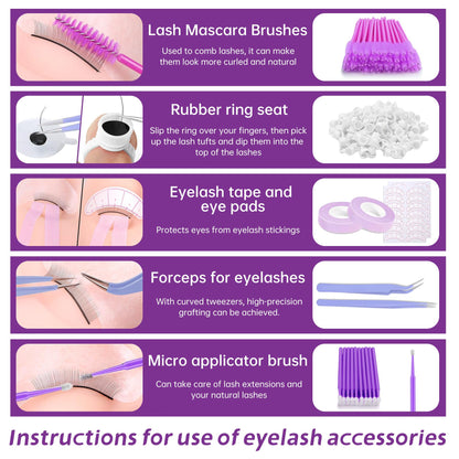 Rose Manor Lash Extension Kit for Beginners | Mannequin Head & Training Tools