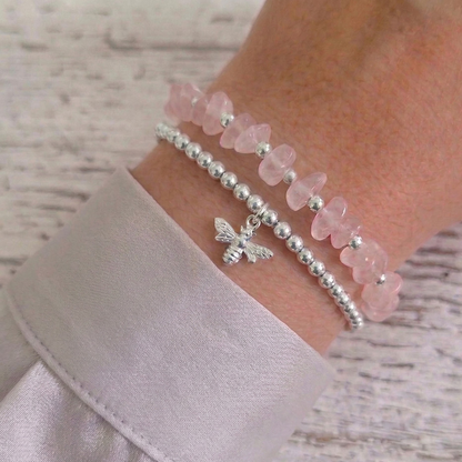 Rose Quartz Crystal Stretch Bead Bracelet
