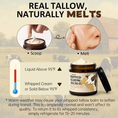 Roseblem Whipped Tallow Balm for Face & Body – 100% Grass-Fed Tallow, Manuka Honey & Beeswax (4.2 oz)