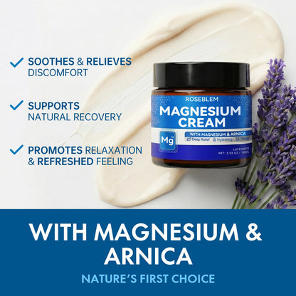 Roseblem Magnesium Cream with Arnica & Lavender – Muscle Relief, Relaxation & Sleep Support